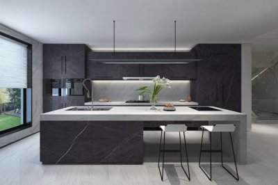 Two conventional methods for making rock slabs for kitchen countertops